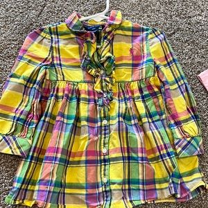 Ralph Lauren Girls 18 month yellow plaid dress tunic